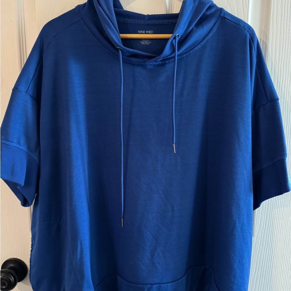 💙 Nine West Active 3X Plus Size Hoodie – Vibrant Blue, Oversized Fit, Pockets